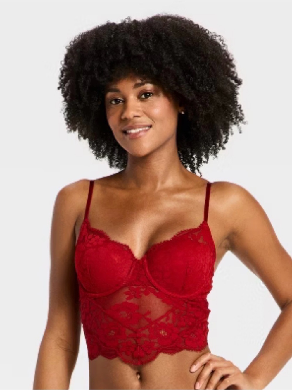 Auden Women’s Size XS Lightly Padded Lace Lingerie Bra  Top Red
